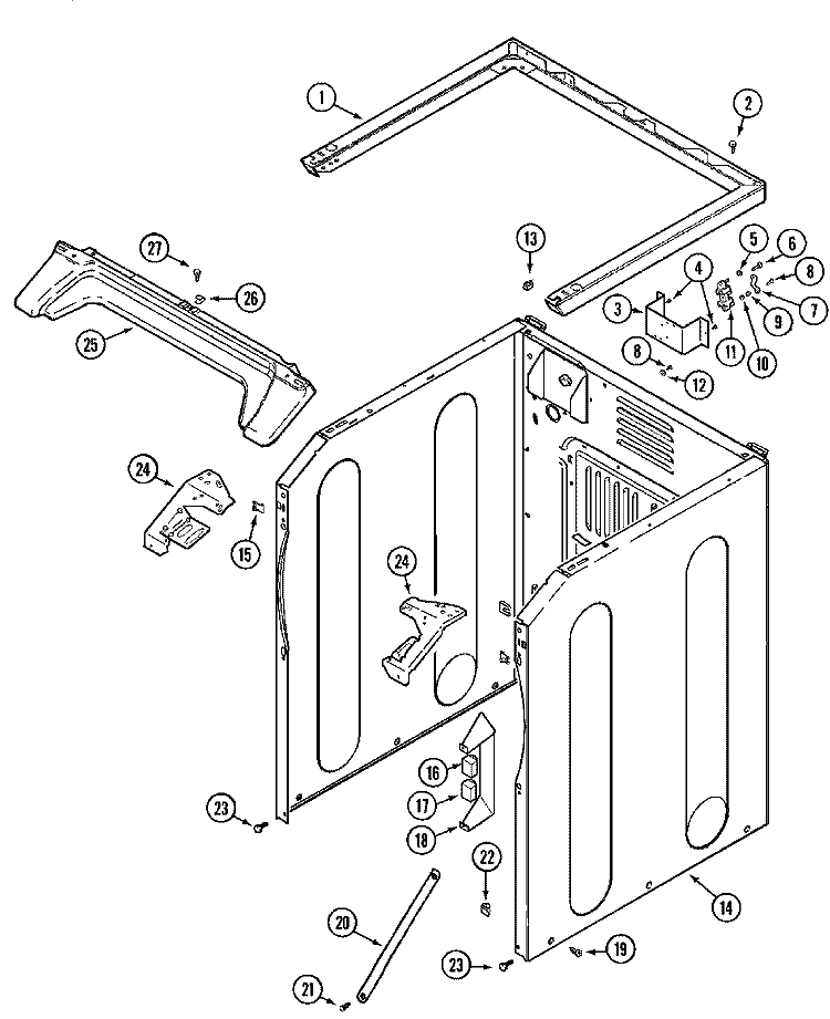 CABINET - FRONT (LOWER) Diagram and Parts List for MUE15PDAYW  Maytag Dryer