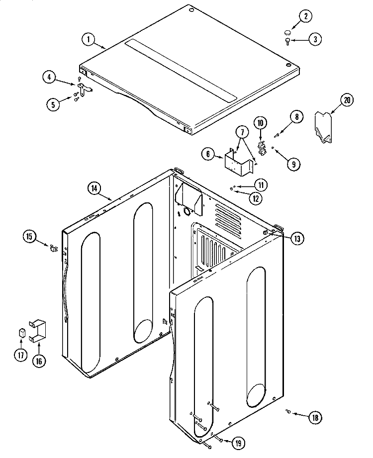 CABINET - FRONT (UPPER) Diagram and Parts List for MLG15PDAXA  Maytag Dryer