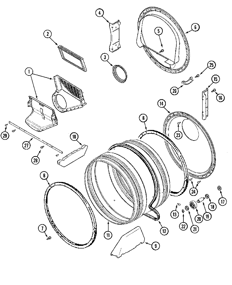 TUMBLER Diagram and Parts List for MUG15MNAWW  International Dryer