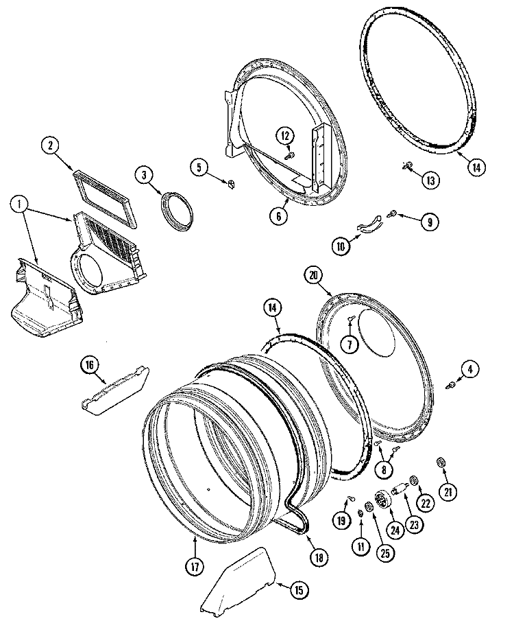 TUMBLER (MDE16CSAYQ / MDE16CSAZQ) Diagram and Parts List for MDE16CSAYQ  Maytag Dryer