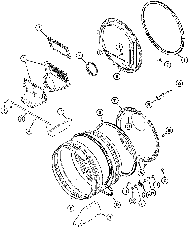TUMBLER Diagram and Parts List for MLG15PDAWQ  Maytag Dryer