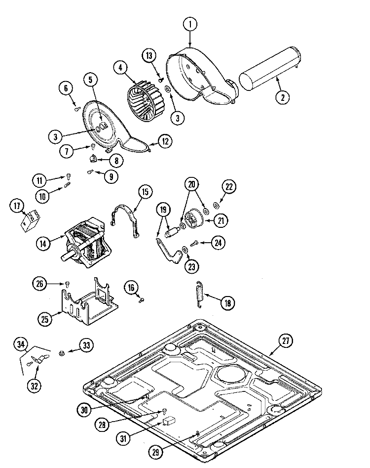 MOTOR DRIVE (DRYER) Diagram and Parts List for MLE19PRAYW  Maytag Washer Dryer Combo