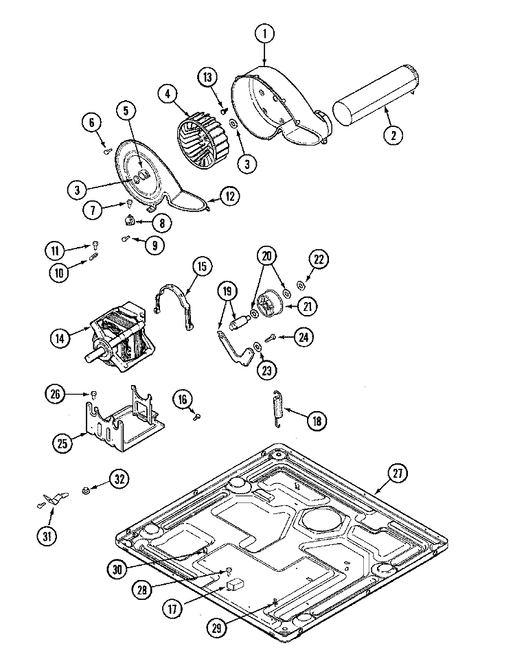 MOTOR DRIVE (DRYER) Diagram and Parts List for MLE19PNAUW  Maytag Washer Dryer Combo