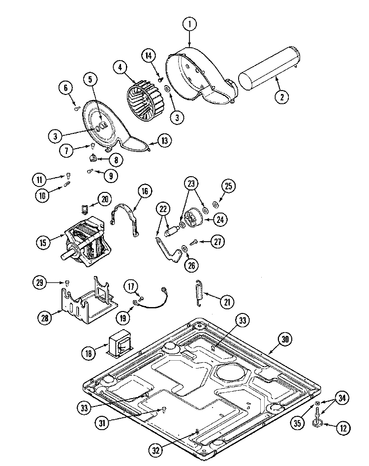 MOTOR DRIVE Diagram and Parts List for MDG21PDAGW  Maytag Dryer