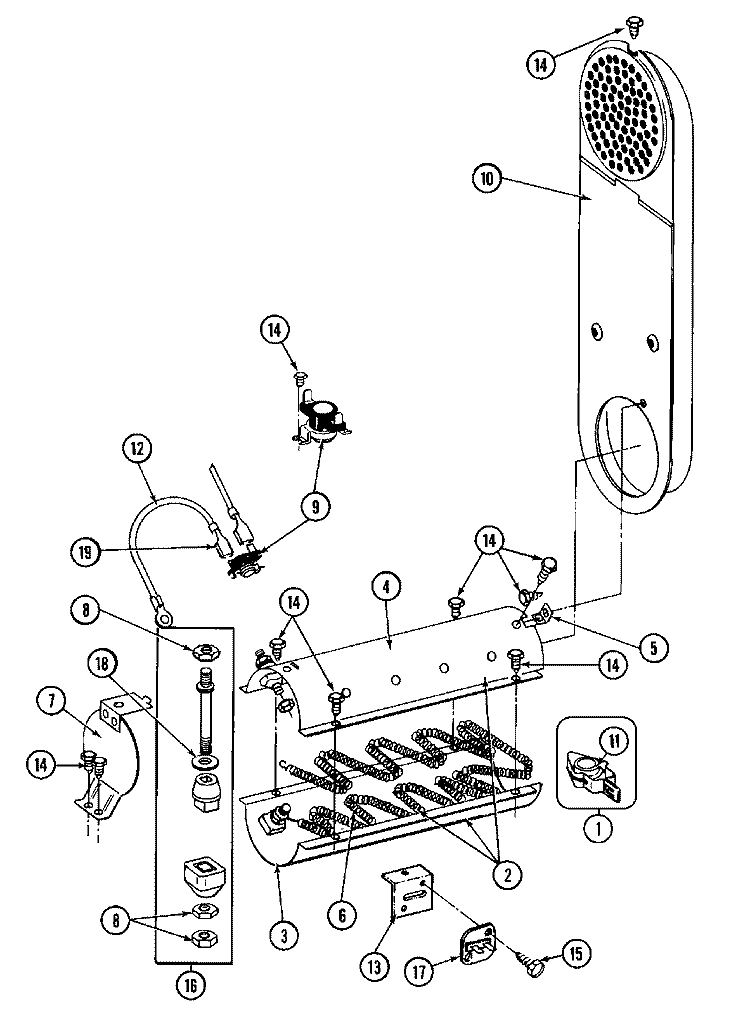 HEATER (A0 SERIES) Diagram and Parts List for MDE26PCAEW  Maytag Dryer