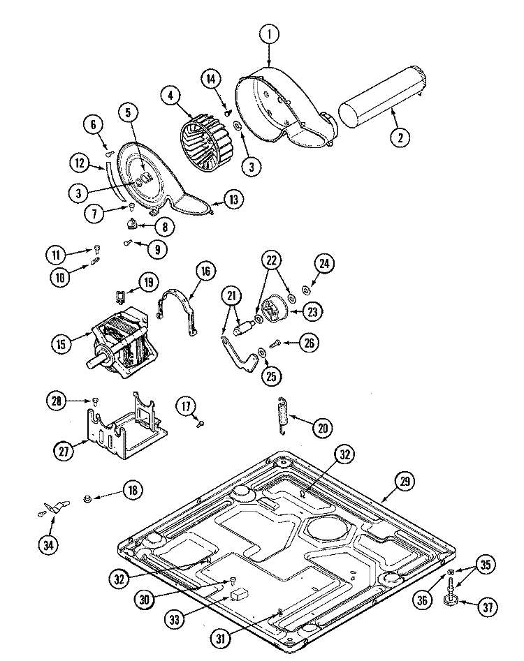 MOTOR DRIVE Diagram and Parts List for MLG23PRAWW  Maytag Dryer
