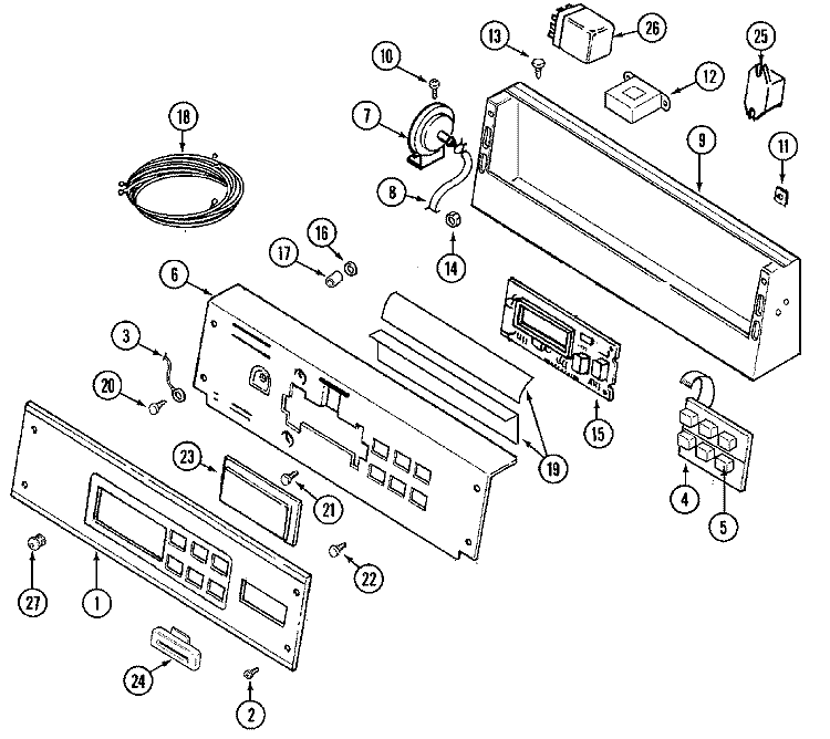 CONTROL PANEL Diagram and Parts List for XAV13PRBWW  Maytag Washer