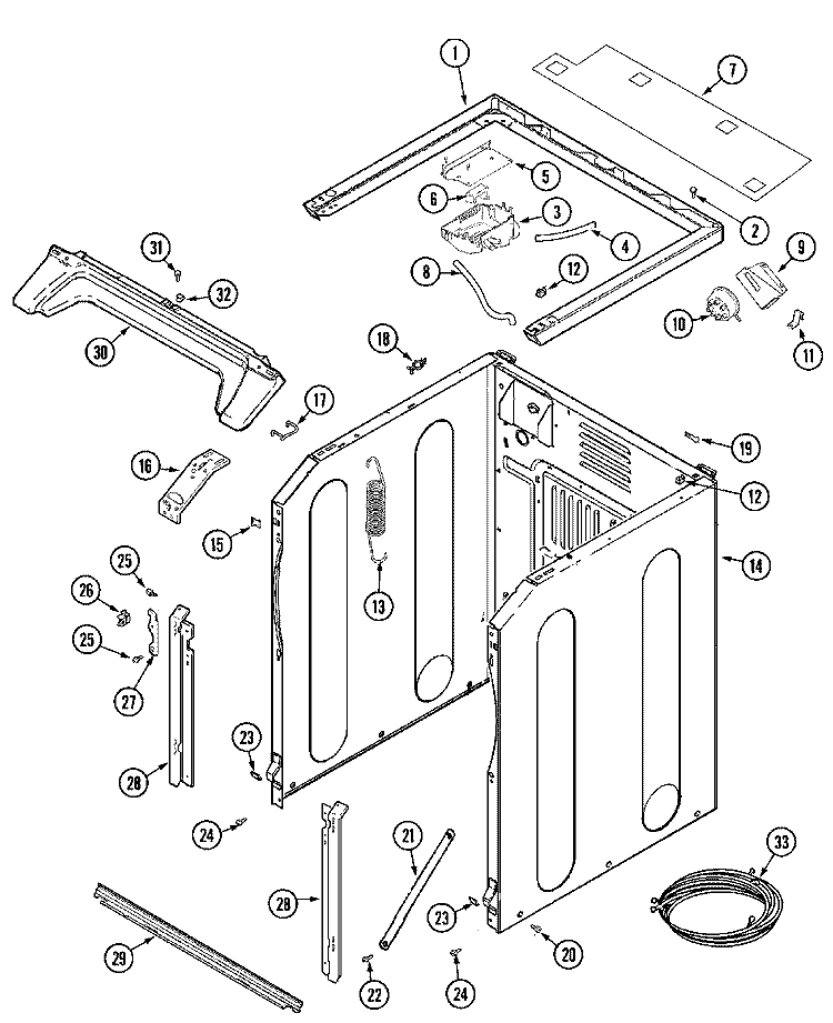 CABINET - FRONT (WASHER) Diagram and Parts List for MLG19PDCXQ  Maytag Dryer