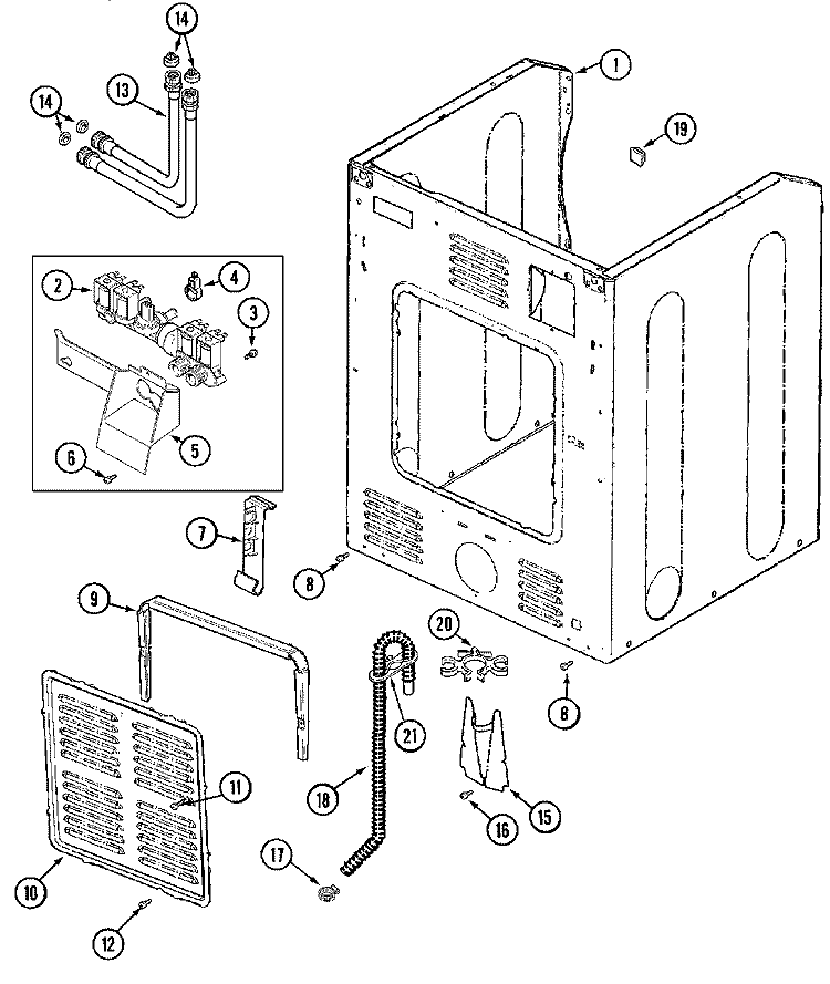 CABINET - REAR (WASHER) Diagram and Parts List for MLG19PDAEW  Maytag Washer Dryer Combo