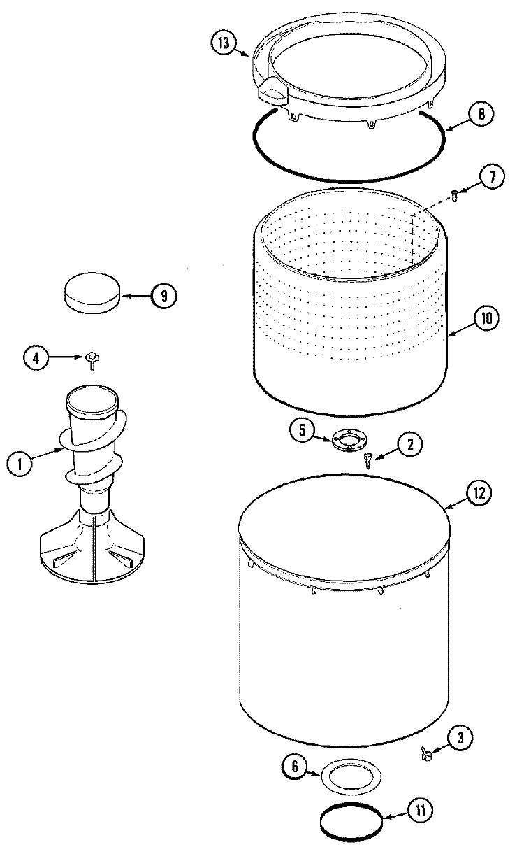 TUB Diagram and Parts List for XAV13PRBWW  Maytag Washer