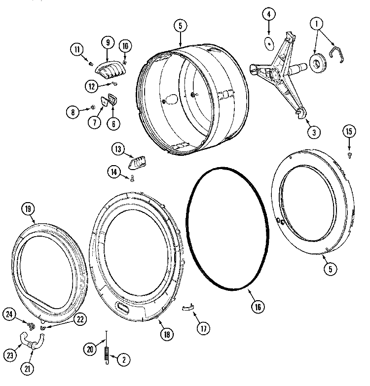 SPINNER ASSEMBLY & OUTER TUB COVER Diagram and Parts List for MAH14PDAAL  Maytag Washer