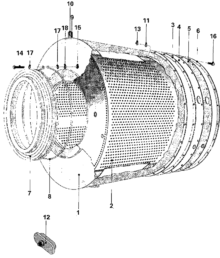 WASH DRUM AND TUB Diagram and Parts List for MFS25PNAVS  Maytag Washer