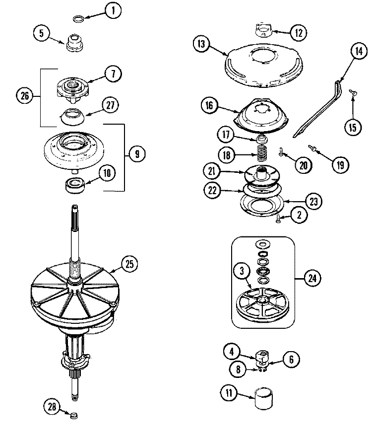 TRANSMISSION Diagram and Parts List for XAV13PRBWW  Maytag Washer