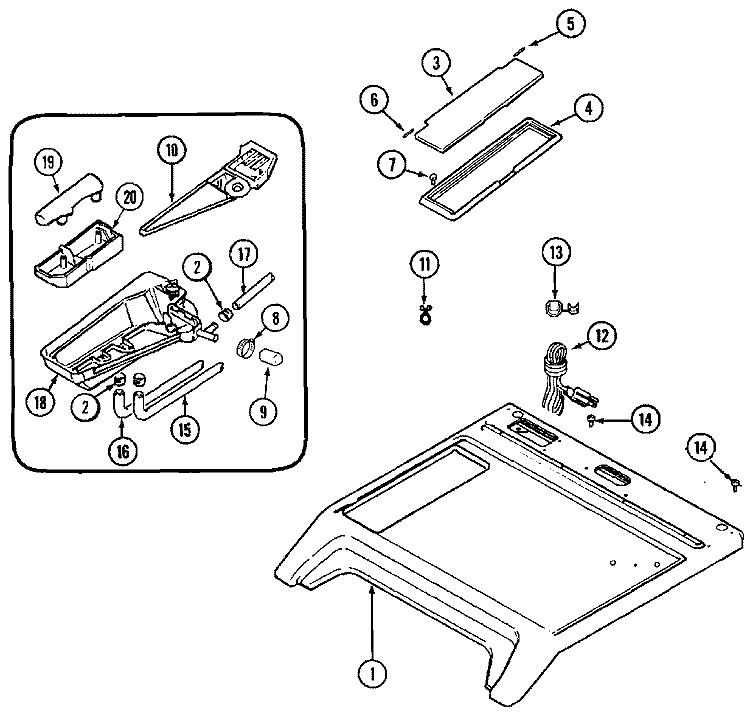 TOP Diagram and Parts List for MAH20PDAWW  Maytag Washer