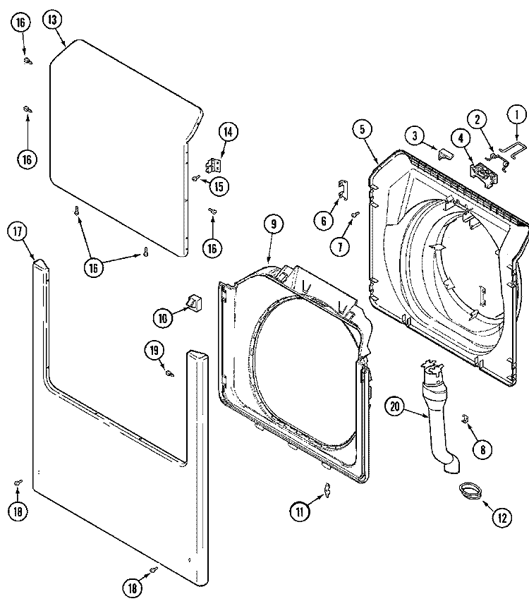 DOOR & FRONT PANEL Diagram and Parts List for MAH14PDBGW  Maytag Washer