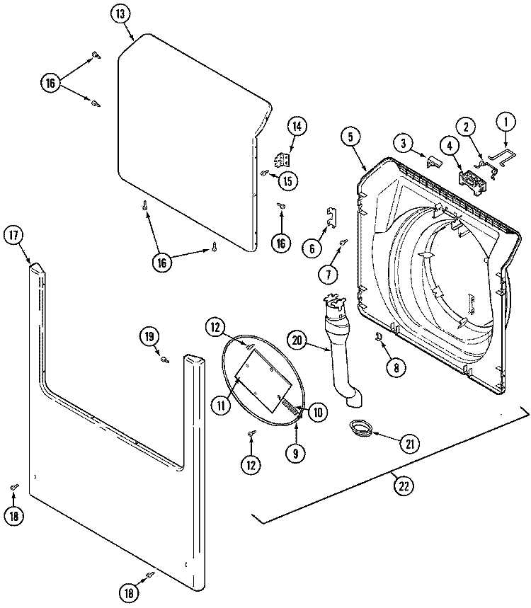 DOOR & FRONT PANEL Diagram and Parts List for MAH14PDAEW  Maytag Washer