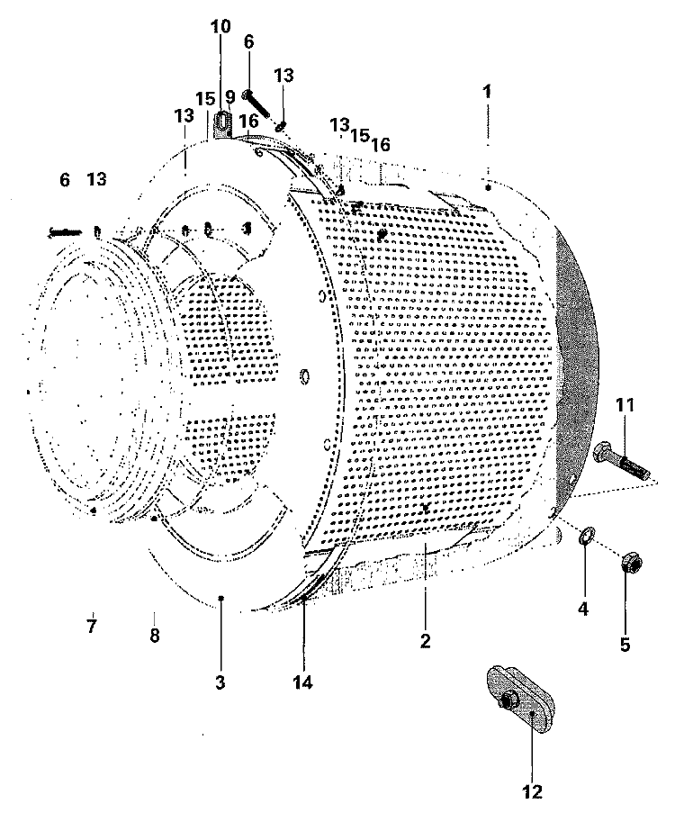 WASH DRUM AND TUB Diagram and Parts List for MFS35PNAVS  Maytag Washer