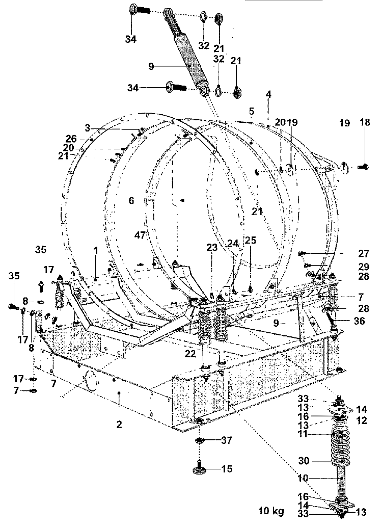 FRAME Diagram and Parts List for MFS25PNAVS  Maytag Washer