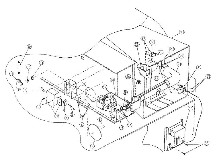 UPSHOT BURNER ASSY / SAIL SWITCH / HI LIMIT Diagram and Parts List for DG75PN1  Maytag Dryer