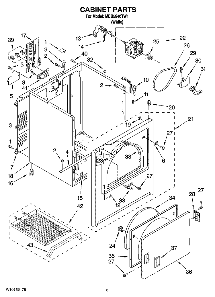 CABINET PARTS Diagram and Parts List for MED5840TW1  Maytag Dryer