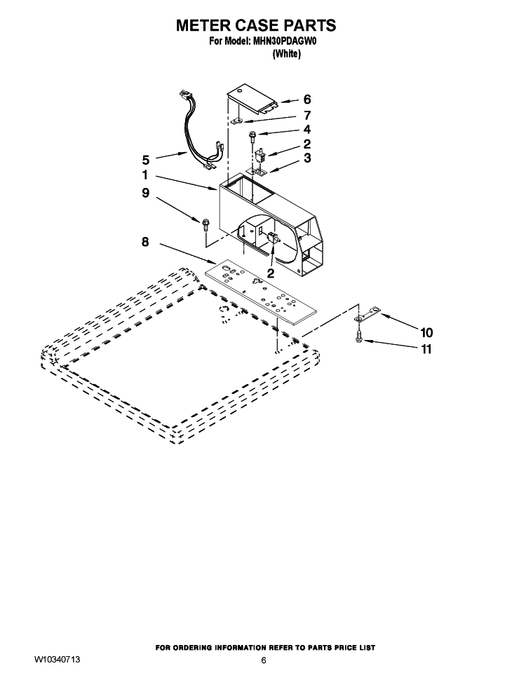METER CASE PARTS Diagram and Parts List for MHN30PDAGW0  Maytag Washer