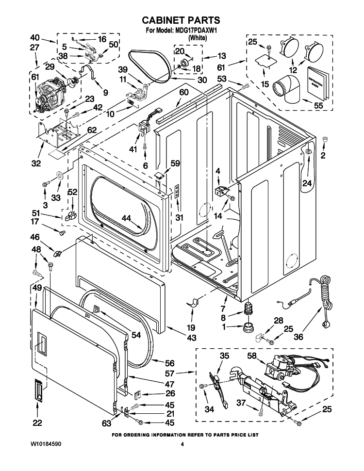 CABINET PARTS Diagram and Parts List for MDG17PDAXW1  Maytag Dryer