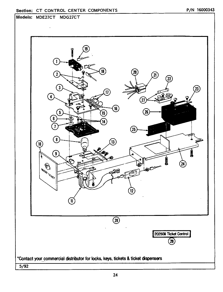 CONTROL CENTER COMPONENTS Diagram and Parts List for MDE27CTACL  Maytag Dryer