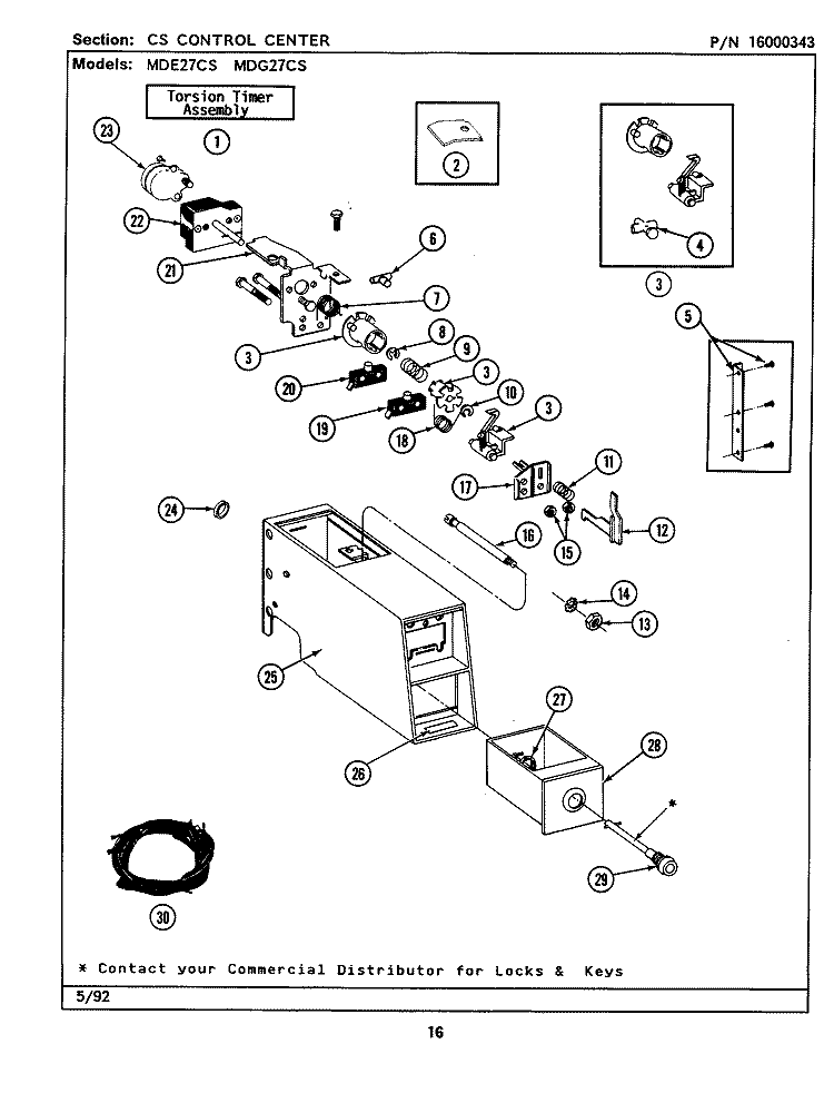 CONTROL CENTER Diagram and Parts List for MDE27CSACW  Maytag Dryer