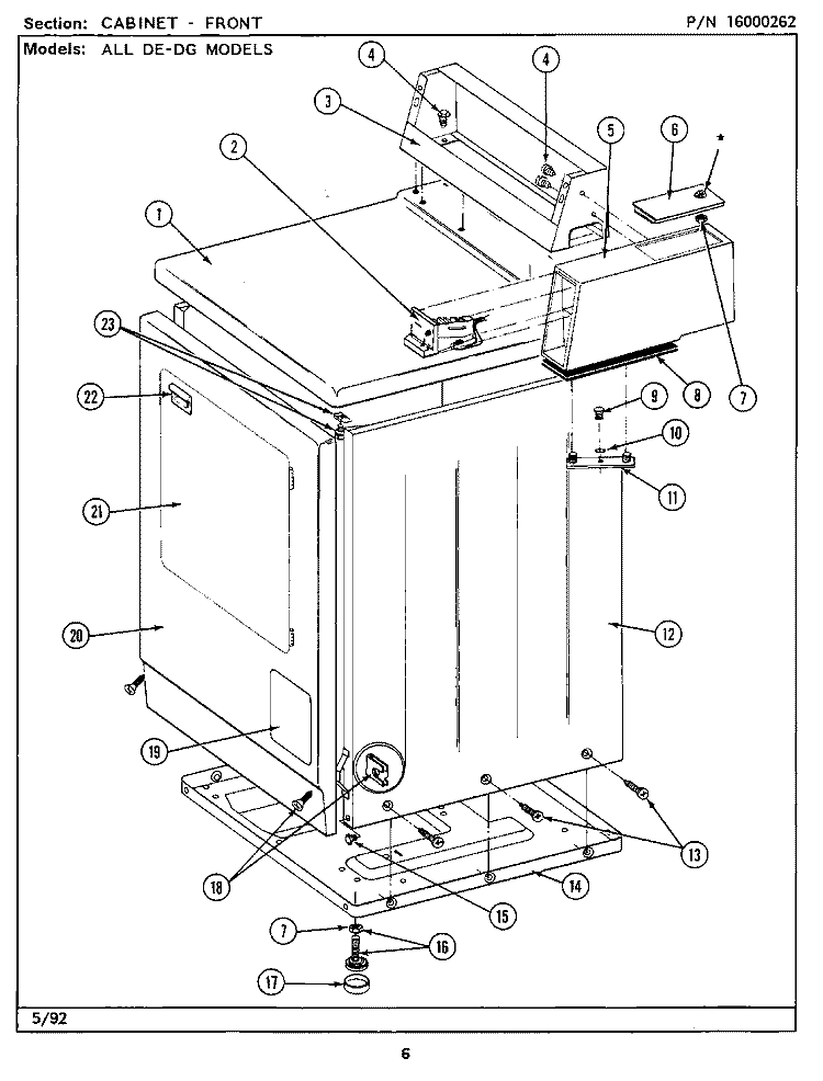 CABINET - FRONT Diagram and Parts List for MDE26DAADW  Maytag Dryer