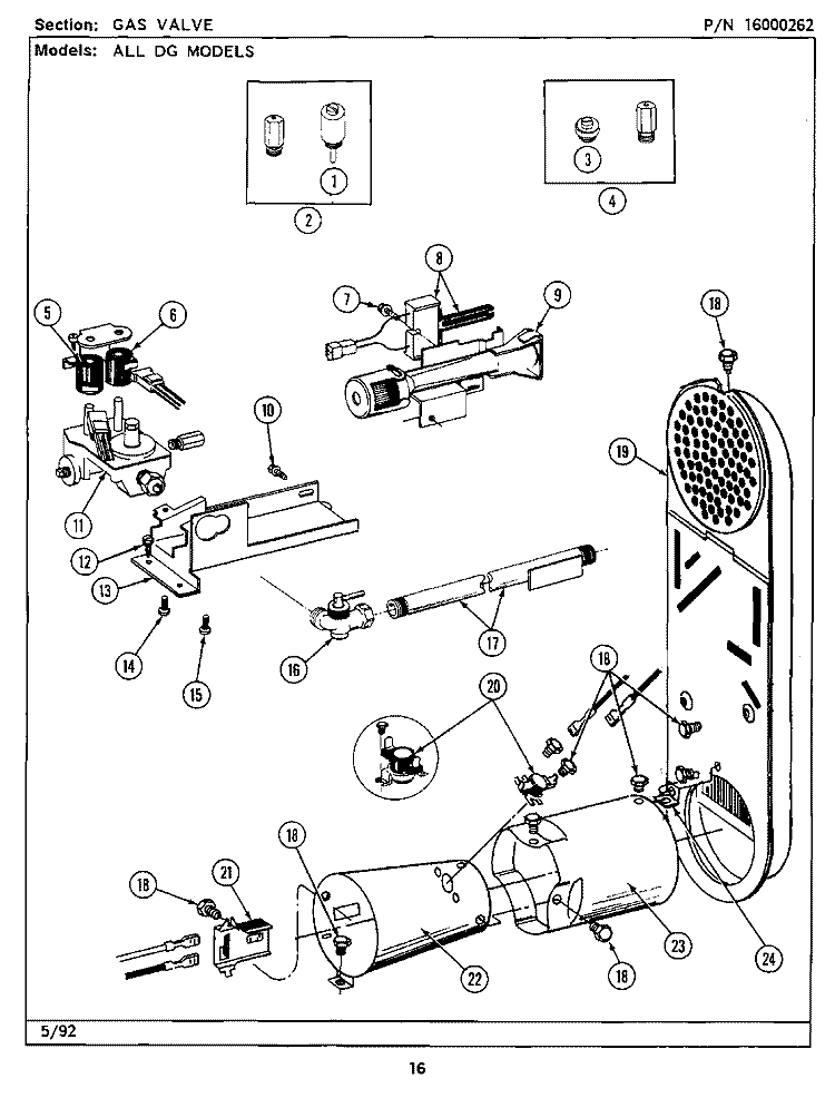 GAS VALVE Diagram and Parts List for MDG26DAABW  Maytag Dryer