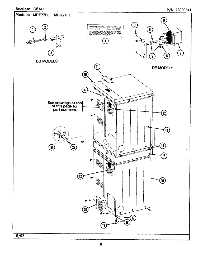 REAR Diagram and Parts List for MDE27PCAEL  Maytag Dryer