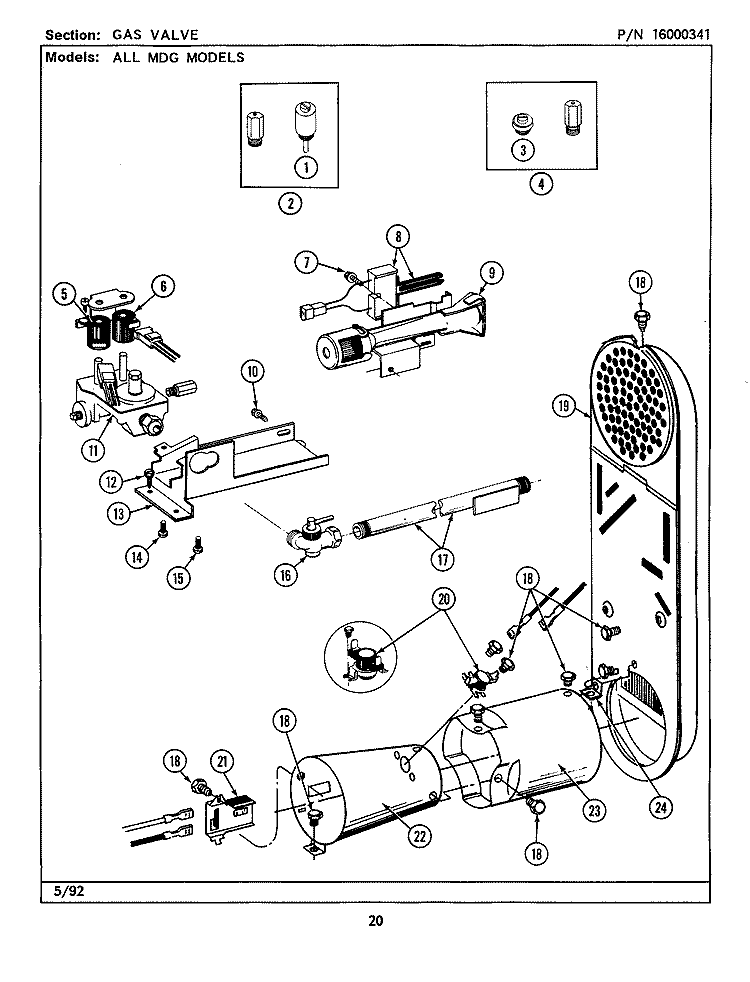 GAS VALVE Diagram and Parts List for MDG27PCABW  Maytag Dryer