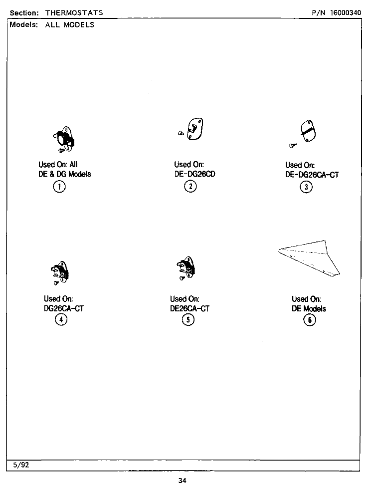 THERMOSTATS Diagram and Parts List for MDE26PCAEW  Maytag Dryer