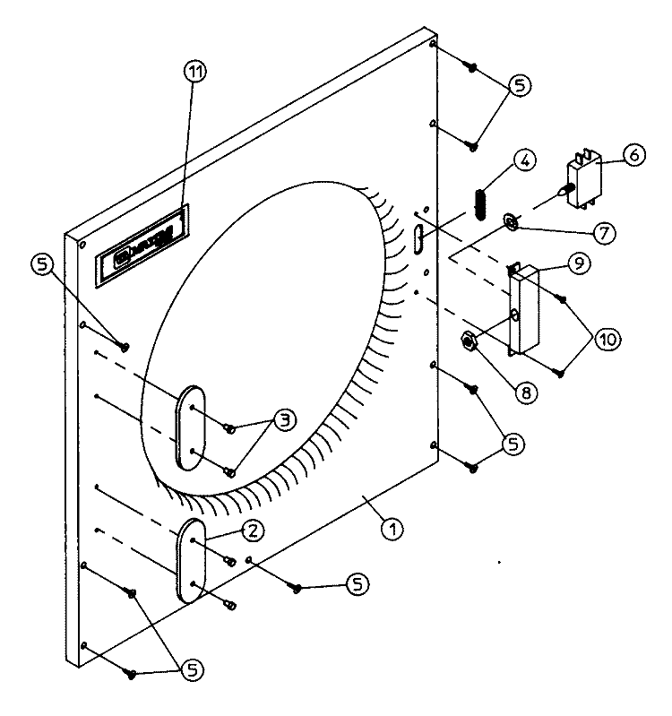 UPPER FRONT PANEL ASSEMBLY Diagram and Parts List for DGS30PC1  Maytag Dryer