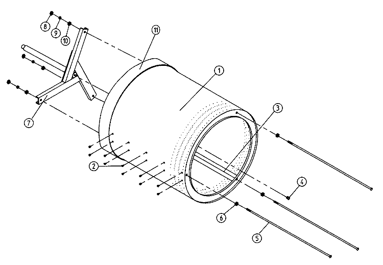 TUMBLER / SUPPORT ASSEMBLY Diagram and Parts List for DGS30PC1  Maytag Dryer