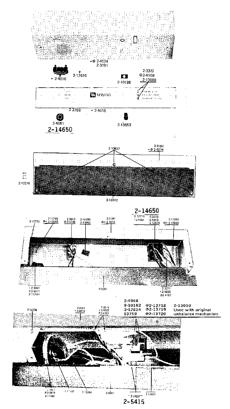 CONTROL PANELS Diagram and Parts List for A16CA  Maytag Washer