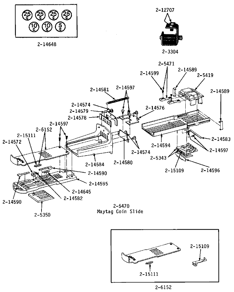 MAYTAG COIN SLIDE (A17CM) Diagram and Parts List for A17CM  Maytag Washer