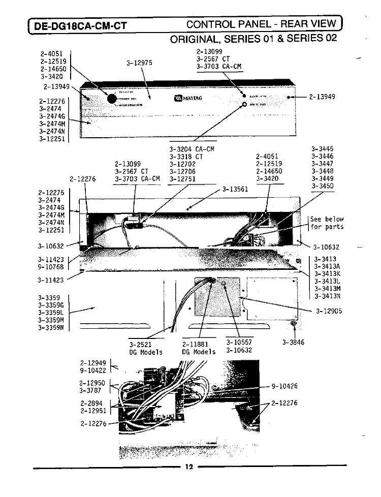 CONTROL PANEL (SERIES 00) Diagram and Parts List for DE18CA  Maytag Dryer