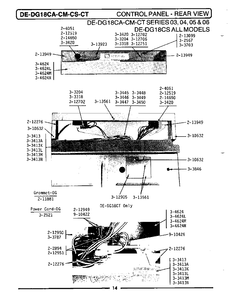 CONTROL PANEL (SERIES 03) Diagram and Parts List for DE18CM  Maytag Dryer