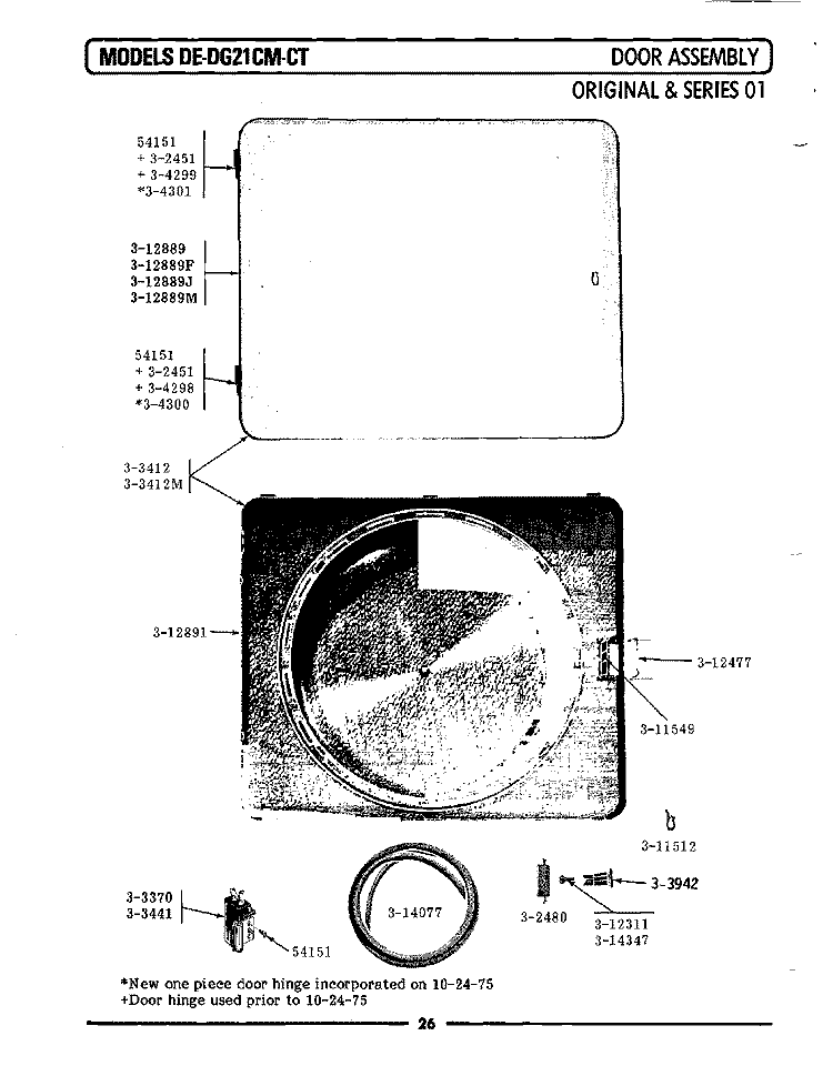 DOOR ASSEMBLY Diagram and Parts List for DE21CT  Maytag Dryer