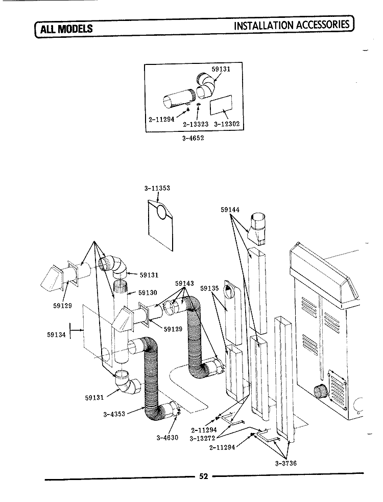 INSTALLATION ACCESSORIES Diagram and Parts List for DE21CT  Maytag Dryer