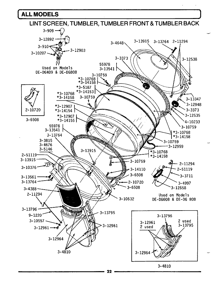 LINT SCREEN, TUMBLER (FRONT & BACK) Diagram and Parts List for DG91  Maytag Dryer