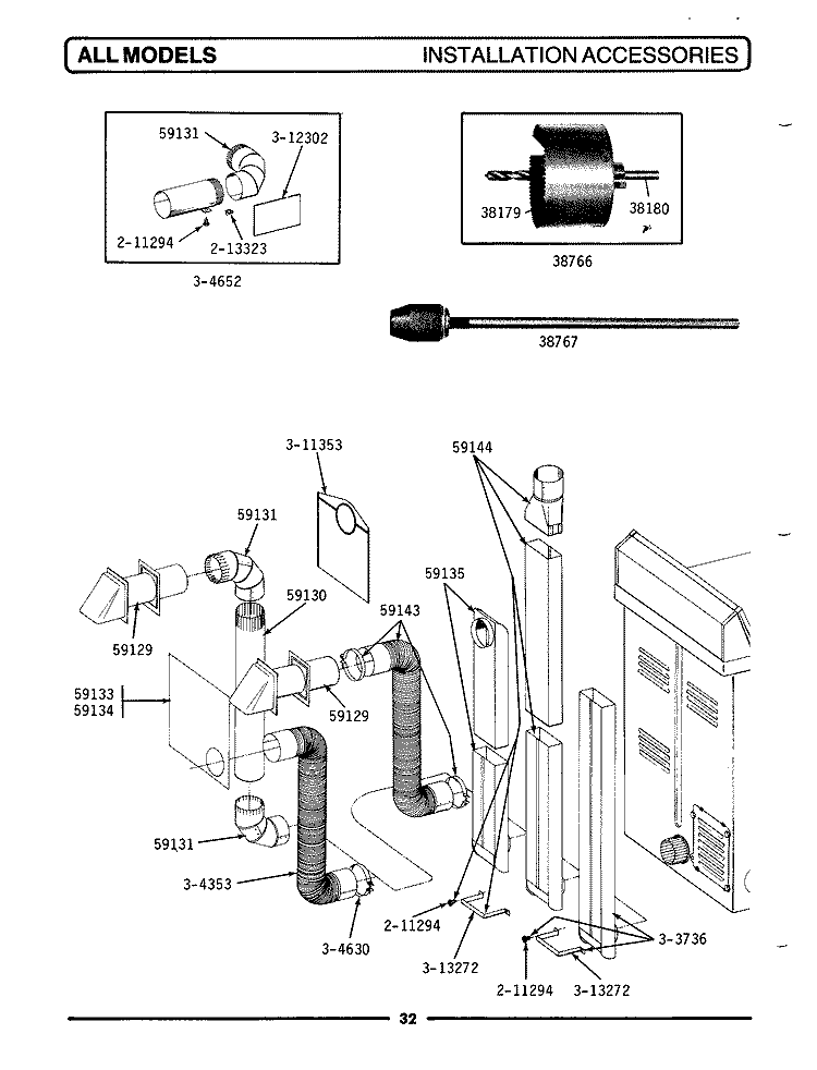 INSTALLATION ACCESSORIES Diagram and Parts List for DG91  Maytag Dryer