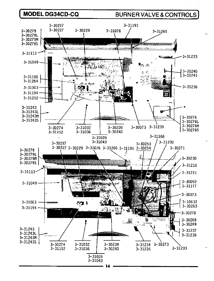 BURNER VALVE & CONTROLS Diagram and Parts List for GDG34CD  Maytag Dryer