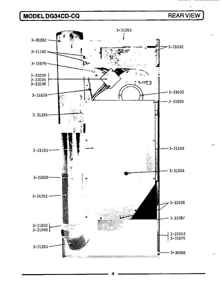 REAR VIEW Diagram and Parts List for GDG34CD  Maytag Dryer