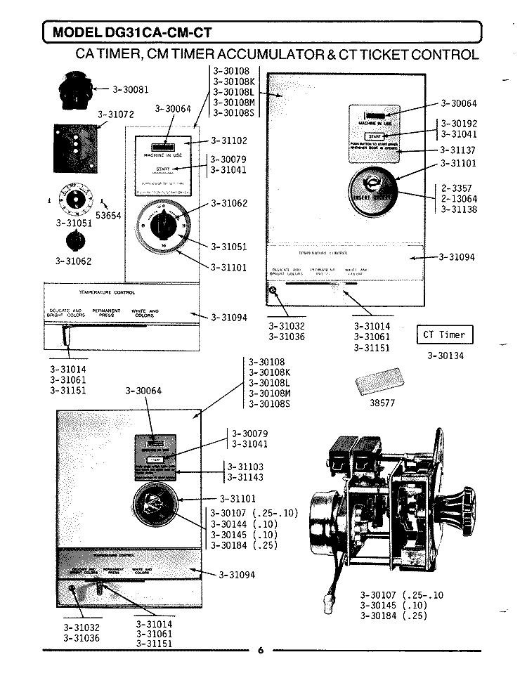 TIMER ACCUMULATORS & TICKET CONTROL Diagram and Parts List for DG31CT  Maytag Dryer
