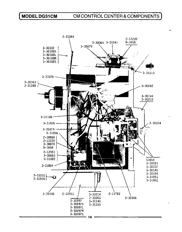 CONTROL CENTER & COMPONENTS Diagram and Parts List for GDG31CM  Maytag Dryer