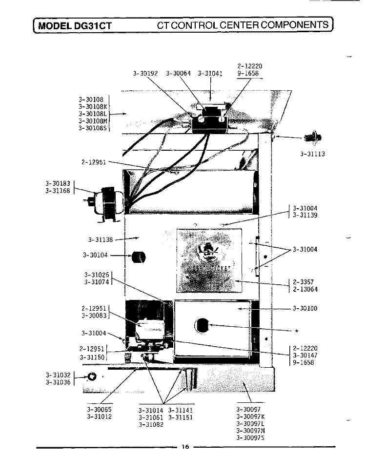 CT CONTROL CENTER COMPONENTS Diagram and Parts List for DG31CT  Maytag Dryer