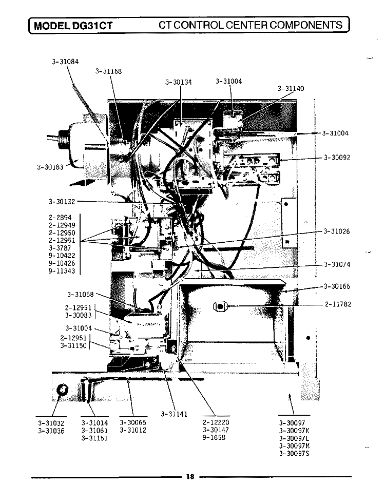 CONTROL CENTER COMPONENTS Diagram and Parts List for DG31CT  Maytag Dryer