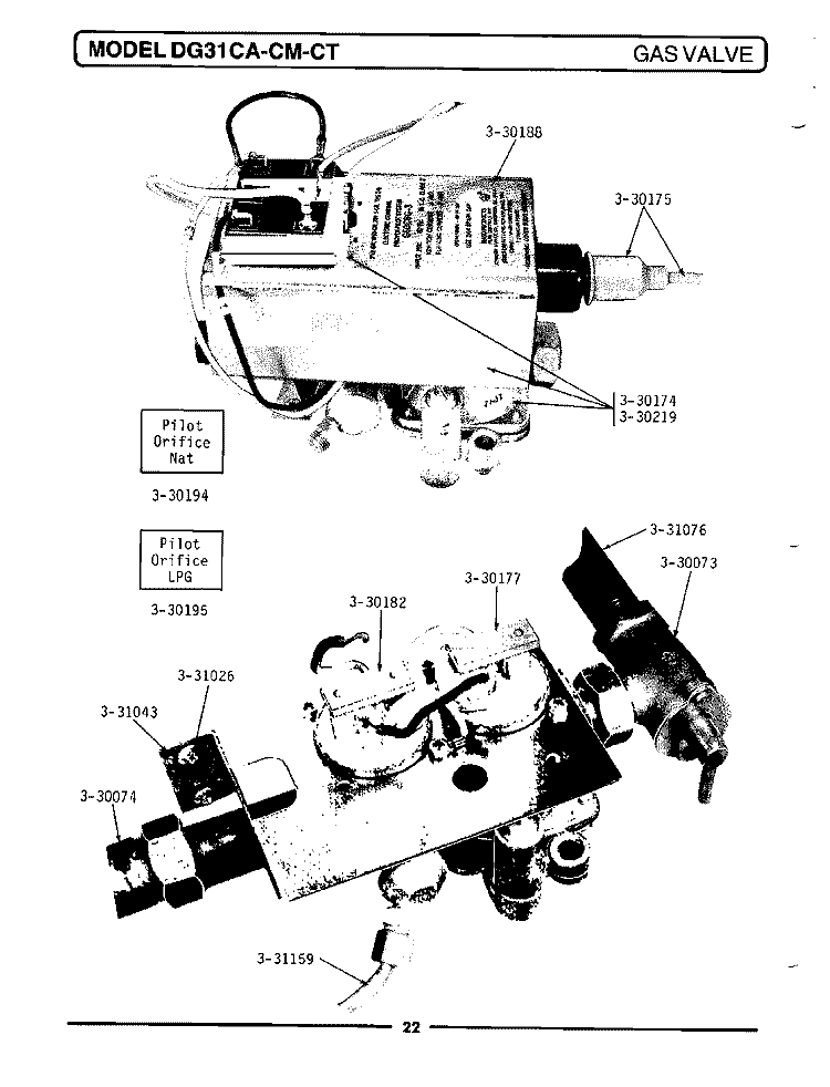 GAS VALVE Diagram and Parts List for DG31CT  Maytag Dryer